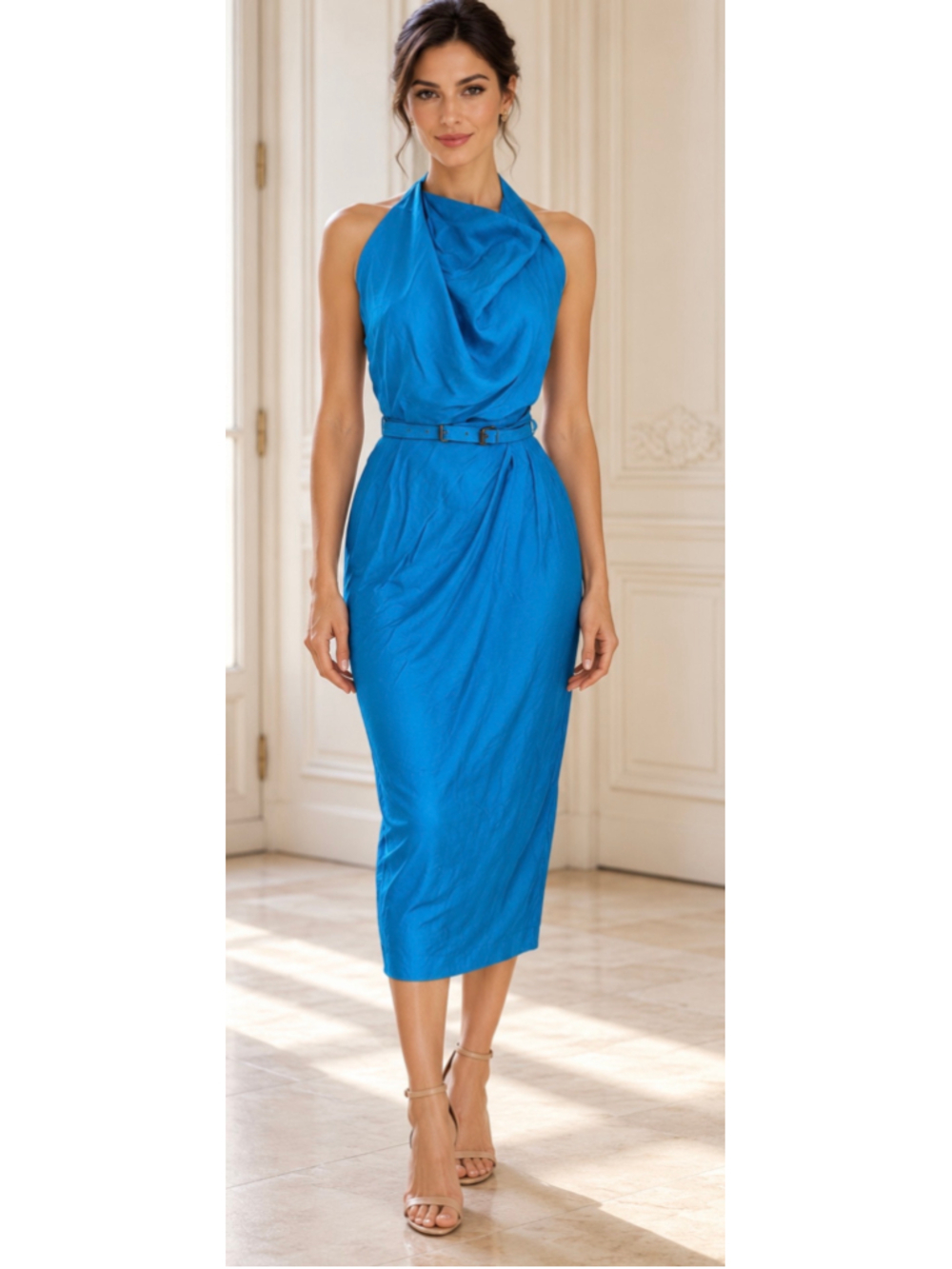 Bottega Veneta Blue Midi Dress Size 42/6 Italy Luxury